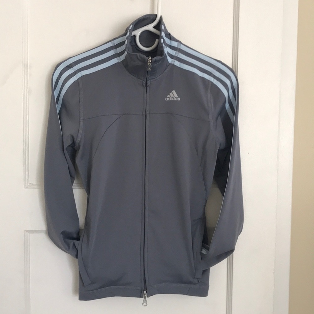 ADIDAS Grey/Light Blue Track Jacket - Size XS